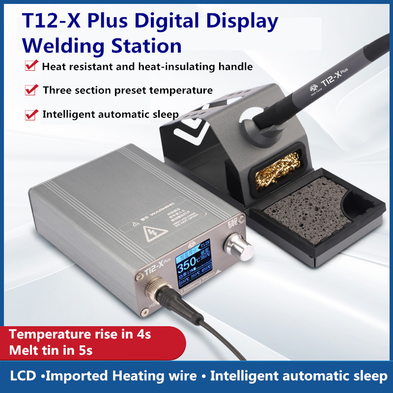 Electronics Repair Plus - OSS T12-X เครื่องเชื่อมเหล็กอิเล็กทรอนิกส์พร้อมหัวเชื่อม T12อุปกรณ์เชื่อมสายไฟ, เครื่องมือเชื่อมเชื่อมสำหรับซ่อมโทรศัพท์ PCB