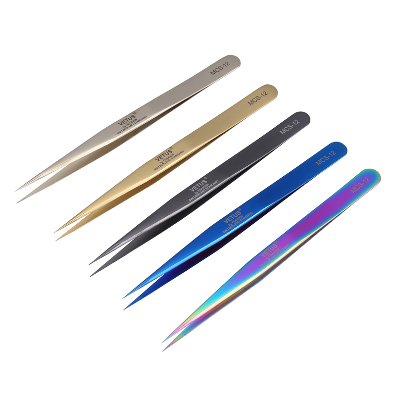 Smd Tweezer Set - Original Vetus MCS-12 Precision แหนบสแตนเลส Antimagnetic