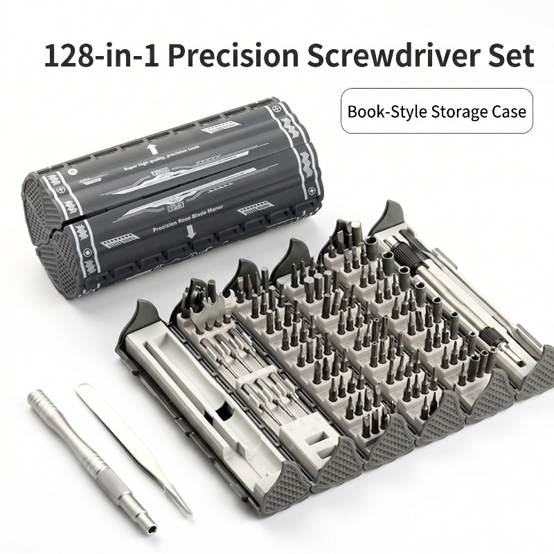 Electronics Repair Book - ชุดไขควง 128in1 ชุดซ่อมแซมความแม่นยำสูง แบบพกพา พร้อมคู่มือการใช้งาน สำหรับอุปกรณ์อิเล็กทรอนิกส์