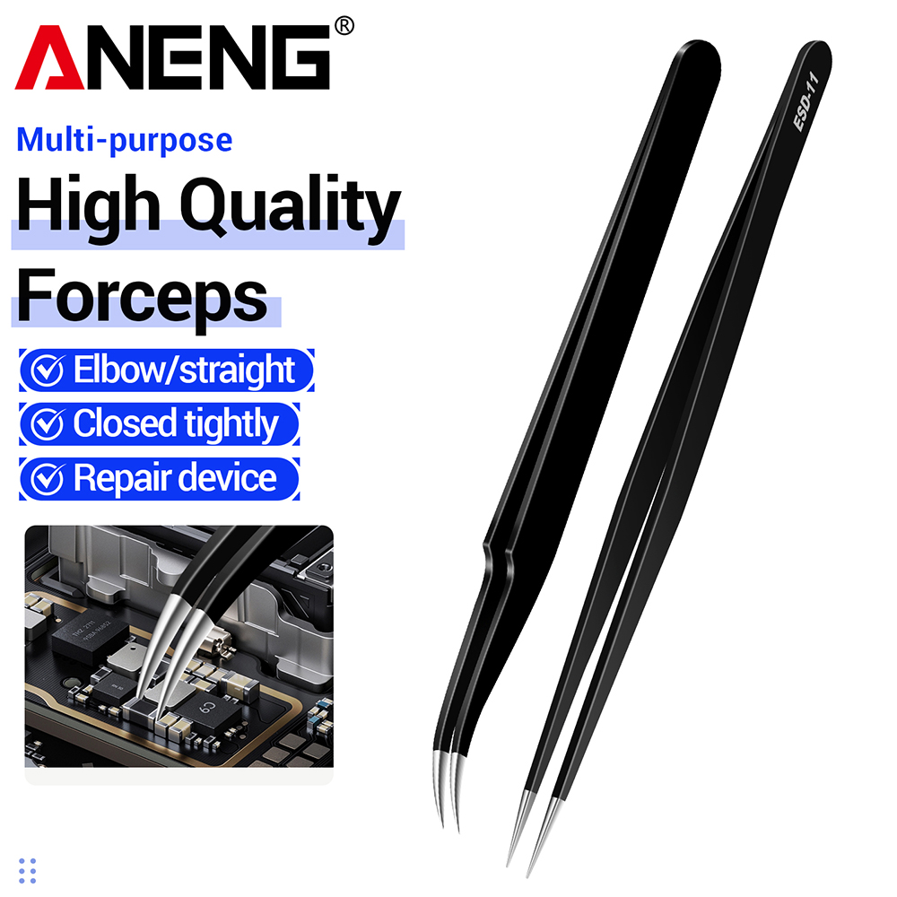 ANENG แหนบสแตนเลส ปลายโค้งตรง  - Smd Tweezer Set บทวิจารณ์และราคา