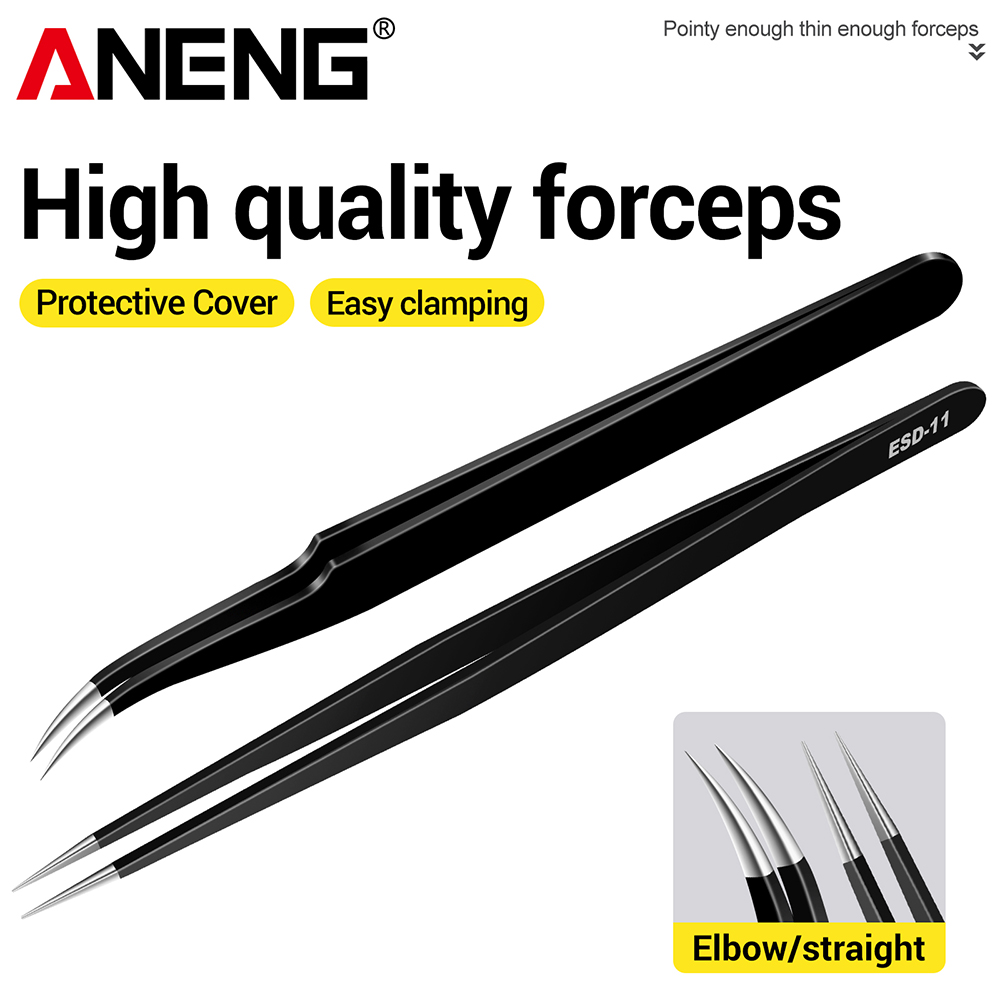 ANENG แหนบสแตนเลส ปลายโค้งตรง  - Smd Tweezer Set บทวิจารณ์และราคา